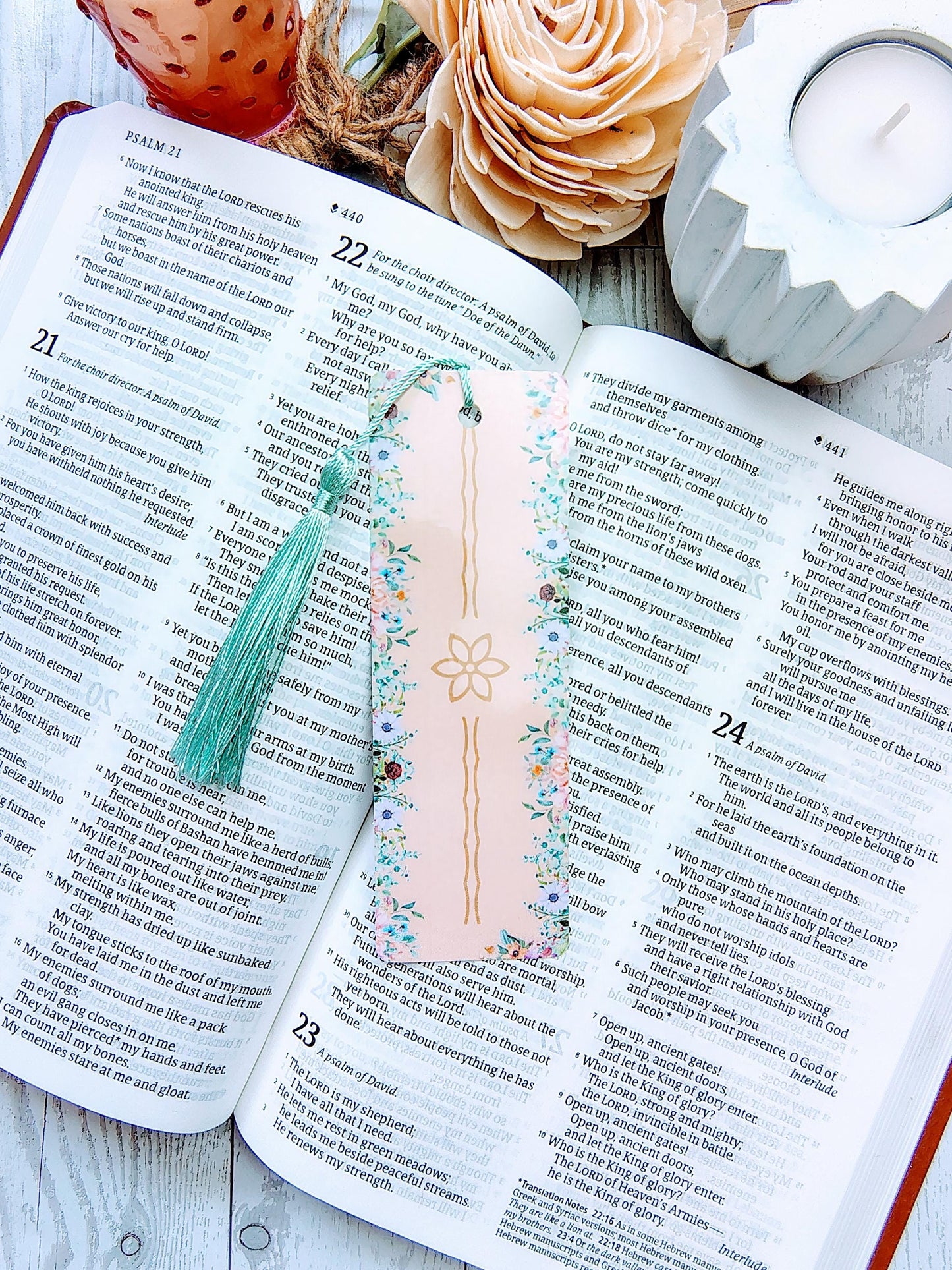 Pastel Floral Bookmarks with Tassels with lamination.