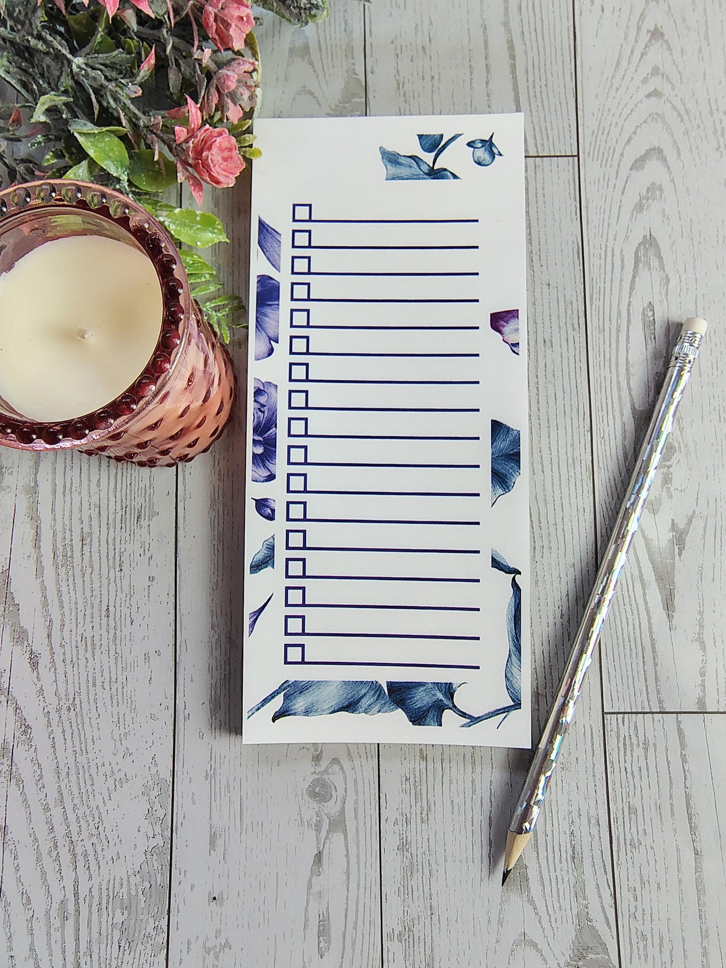 Floral, Lemon, and Stain Glass Magnetic Notepad With Check Off Boxes
