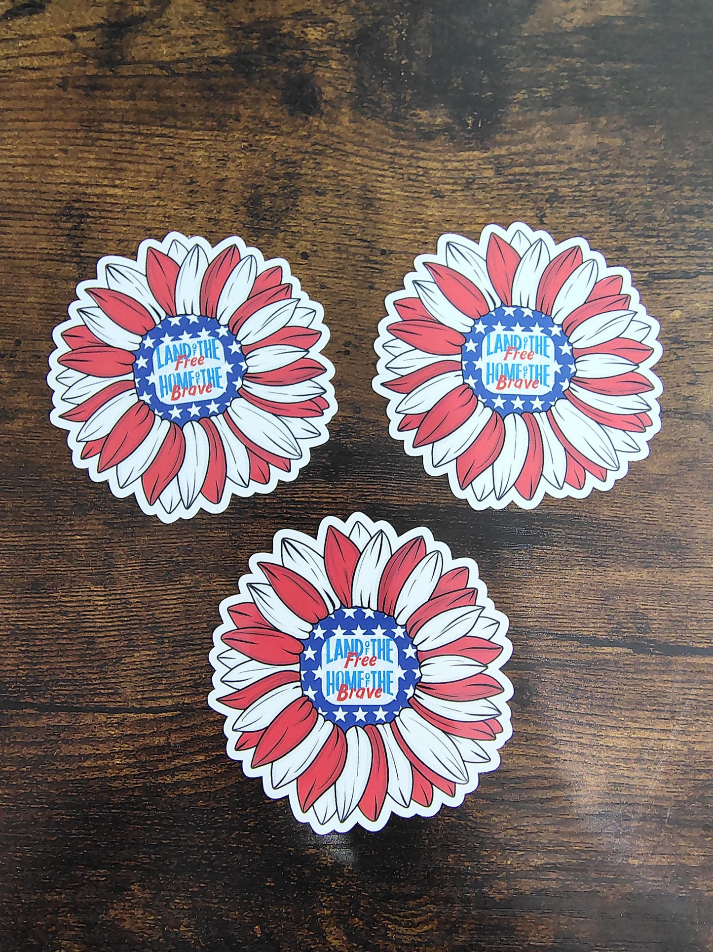 4th of July Flower Land of the free home of the Brave Sticker