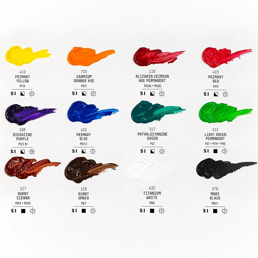 Liquitex BASICS Acrylic Paint Set, 12 x 22ml (0.74-oz) Tube Paint Set