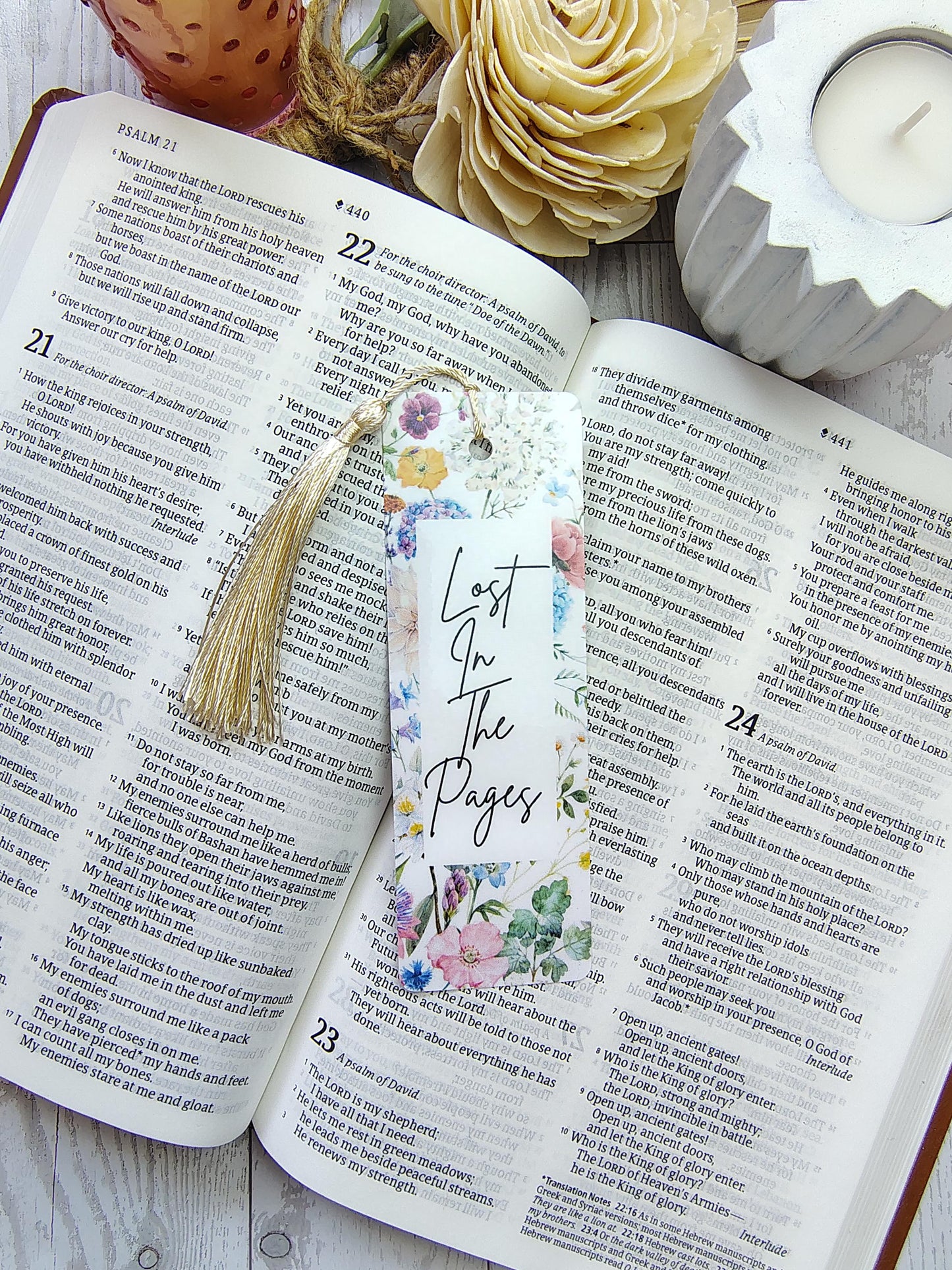 Pastel Floral Bookmarks with Tassels with lamination.