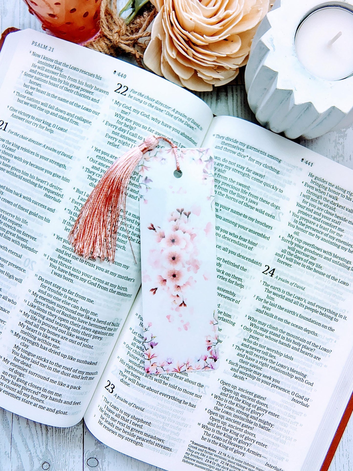 Pastel Floral Bookmarks with Tassels with lamination.