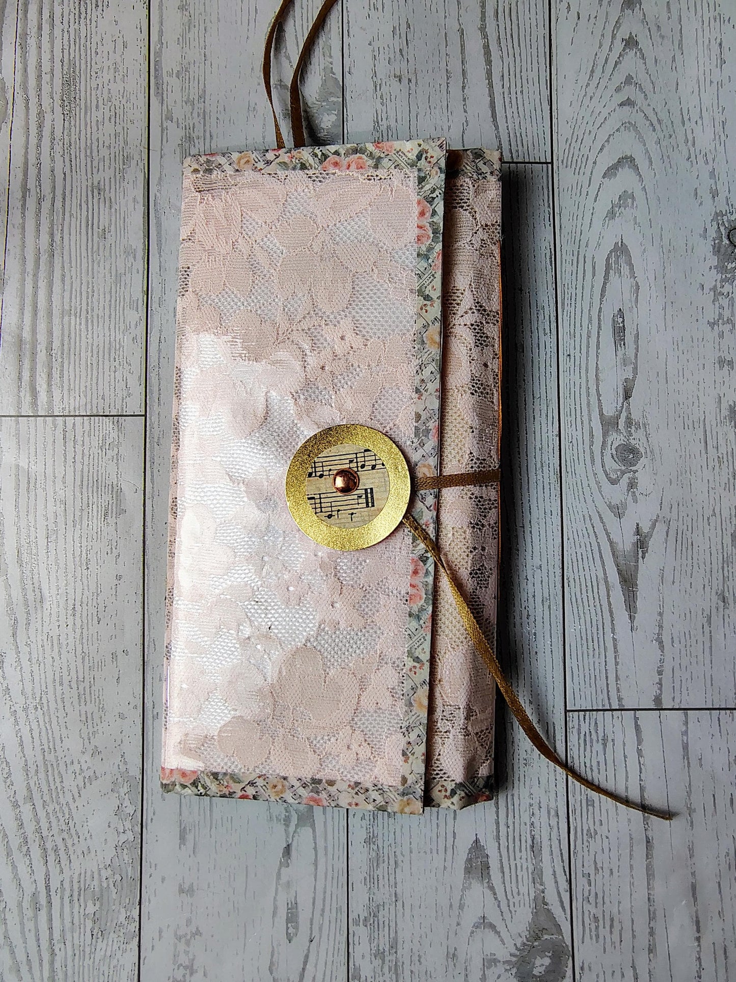 Laminated Lace Floral and Music Junk Journal