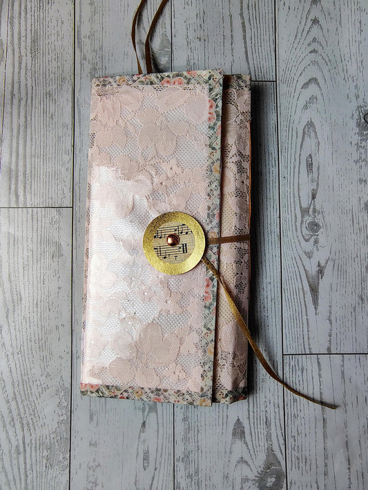 Laminated Lace Floral and Music Junk Journal