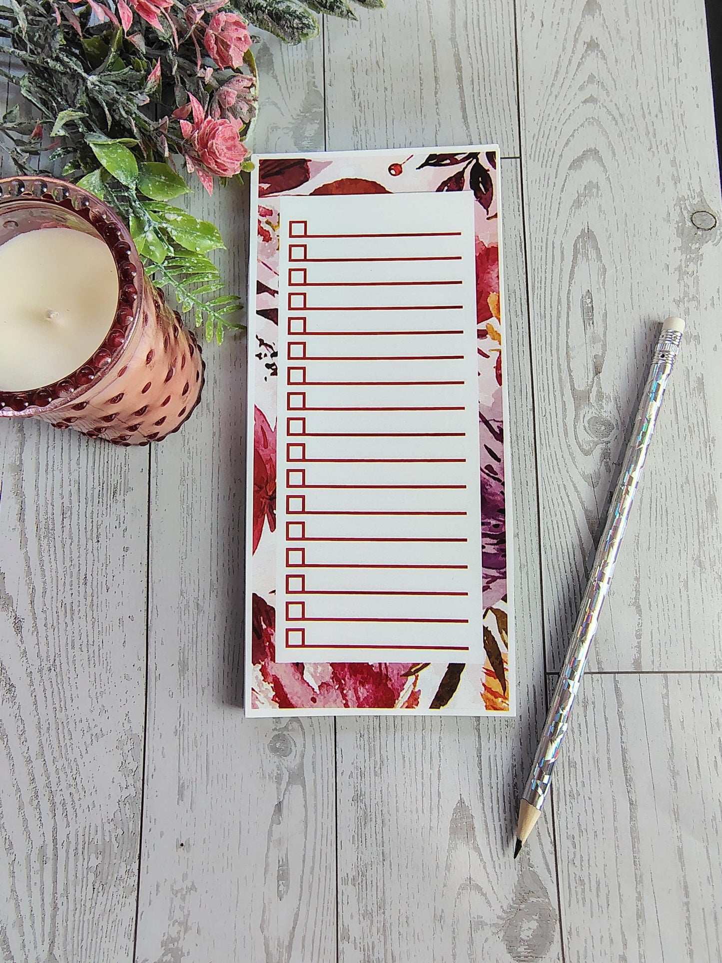 Floral, Lemon, and Stain Glass Magnetic Notepad With Check Off Boxes