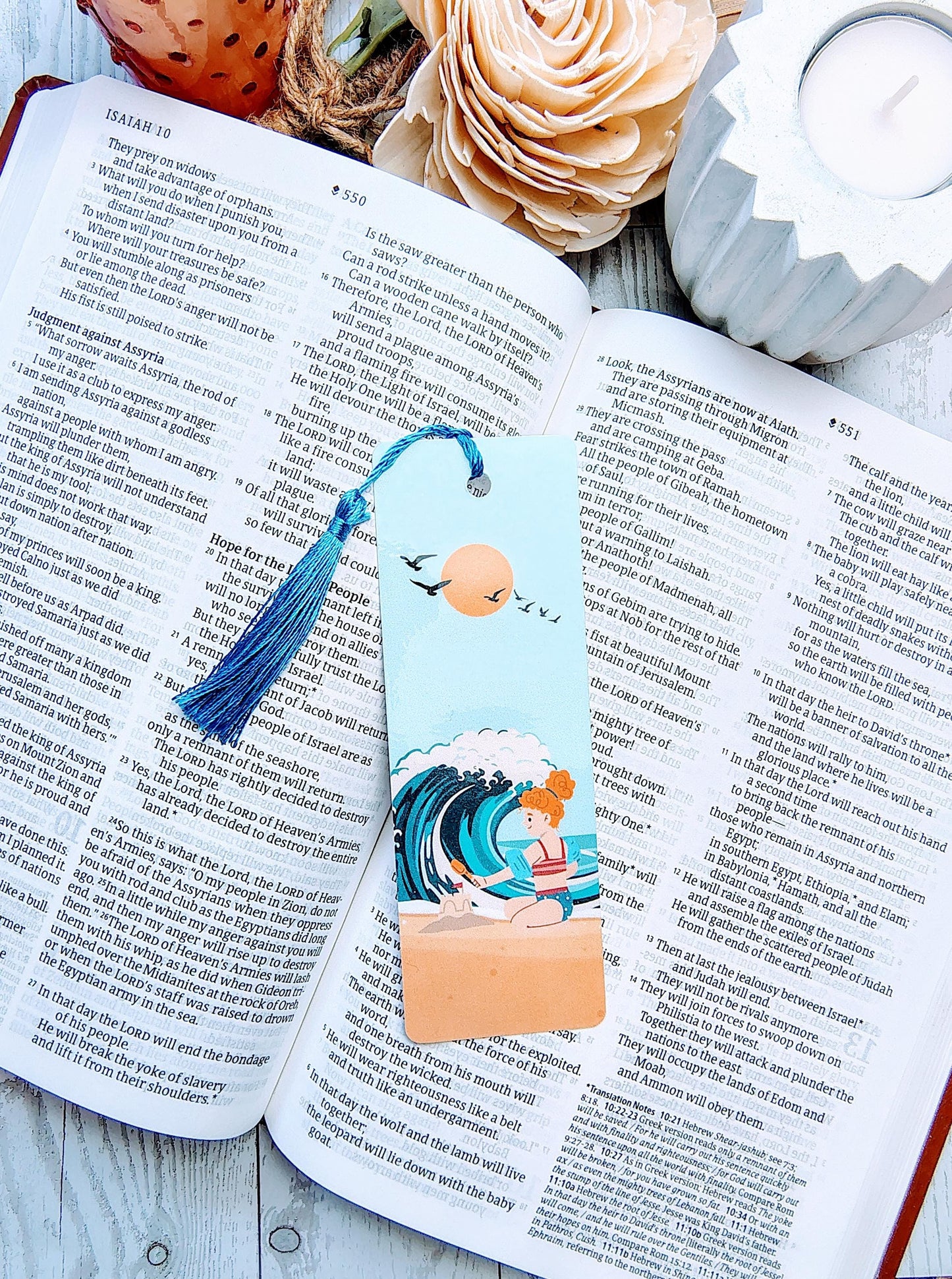 Retro Beach and Surfing Bookmarks with Tassels