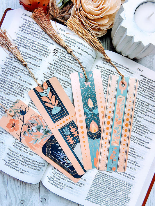 Vintage Floral Bookmarks with Tassels