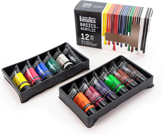 Liquitex BASICS Acrylic Paint Set, 12 x 22ml (0.74-oz) Tube Paint Set