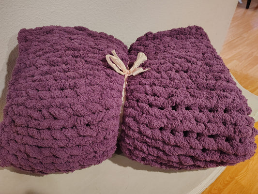 Handknitted Throw Blanket – 40" x 50" Cozy Handmade Knit