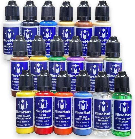 Micro-Mark Basic Color Model Paint Set - Versatile Paint Set for Models, Miniatures, and Crafts